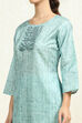 Blue Tussar Printed Unstitched Suit Set image number 6