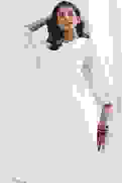 Off-White Cotton Solid A-Line Kurta image number 6