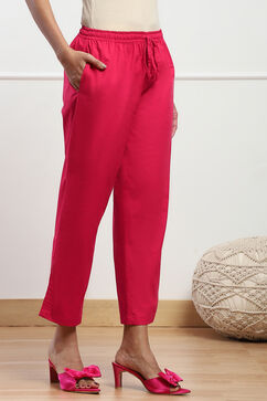 Fuschia Cotton Solid Pant image number 3