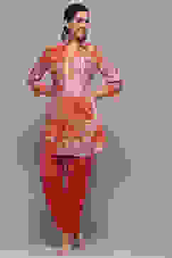 Fuchsia Viscose Straight Printed Short Kurta image number 0