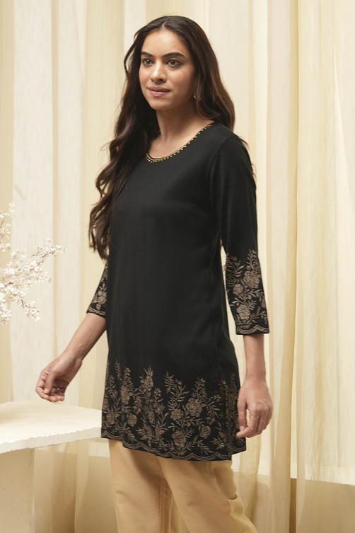 Black Daffodil Straight Printed Kurti image number 3