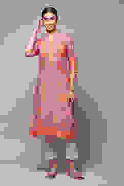 Purple Cotton Straight Printed Kurta image number 0