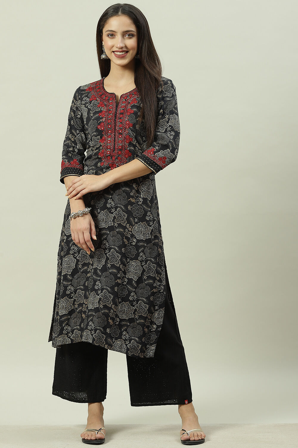 Green Rayon Straight Printed Kurta image number 0