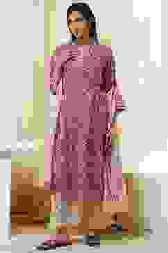 Red Cotton Printed Gathered Suit Set image number 6