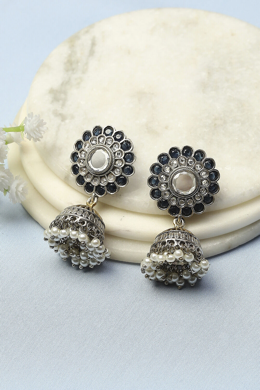 Navy Oxidised Casual Jhumka image number 0