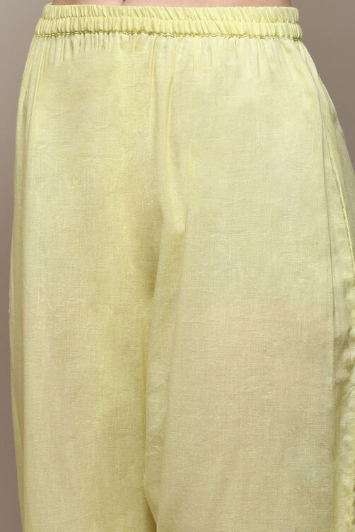 Yellow Cotton Blend Printed Unstitched Suit Set image number 3