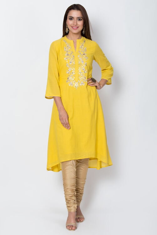 Blue Cotton And Viscose A-Line Solid Kurta image number 0