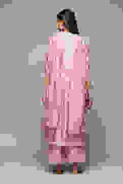 Light Mauve Cotton Blend Straight Kurta Palazzo Suit Set image number 5