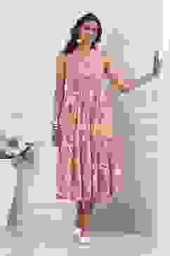 Pink Viscose Rayon Kalidar Dress image number 5
