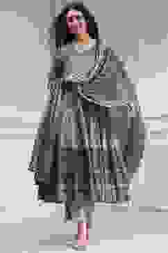 Lilac Cotton Printed Anarkali Suit Set image number 0