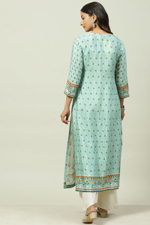 Pink Art Silk Straight Kurta image number 4