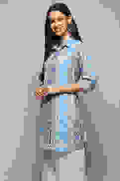 Blue Rayon Straight Kurti image number 2