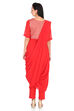 Red Art Silk Saree Kurta Slim Pant Suit Set image number 4