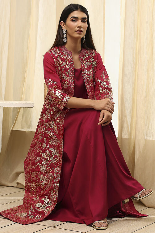 Charcoal Art Silk with Cape Printed Dress image number 0