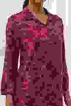 Red Printed Shirt-Style Short Kurta image number 1