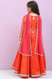 Orange Viscose Blend Lehenga Set image number 4