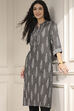 Grey Cotton Straight Yarndyed Kurta image number 0