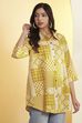 Navy Blue Cotton Checked A-Line Shirt Style Kurta image number 3