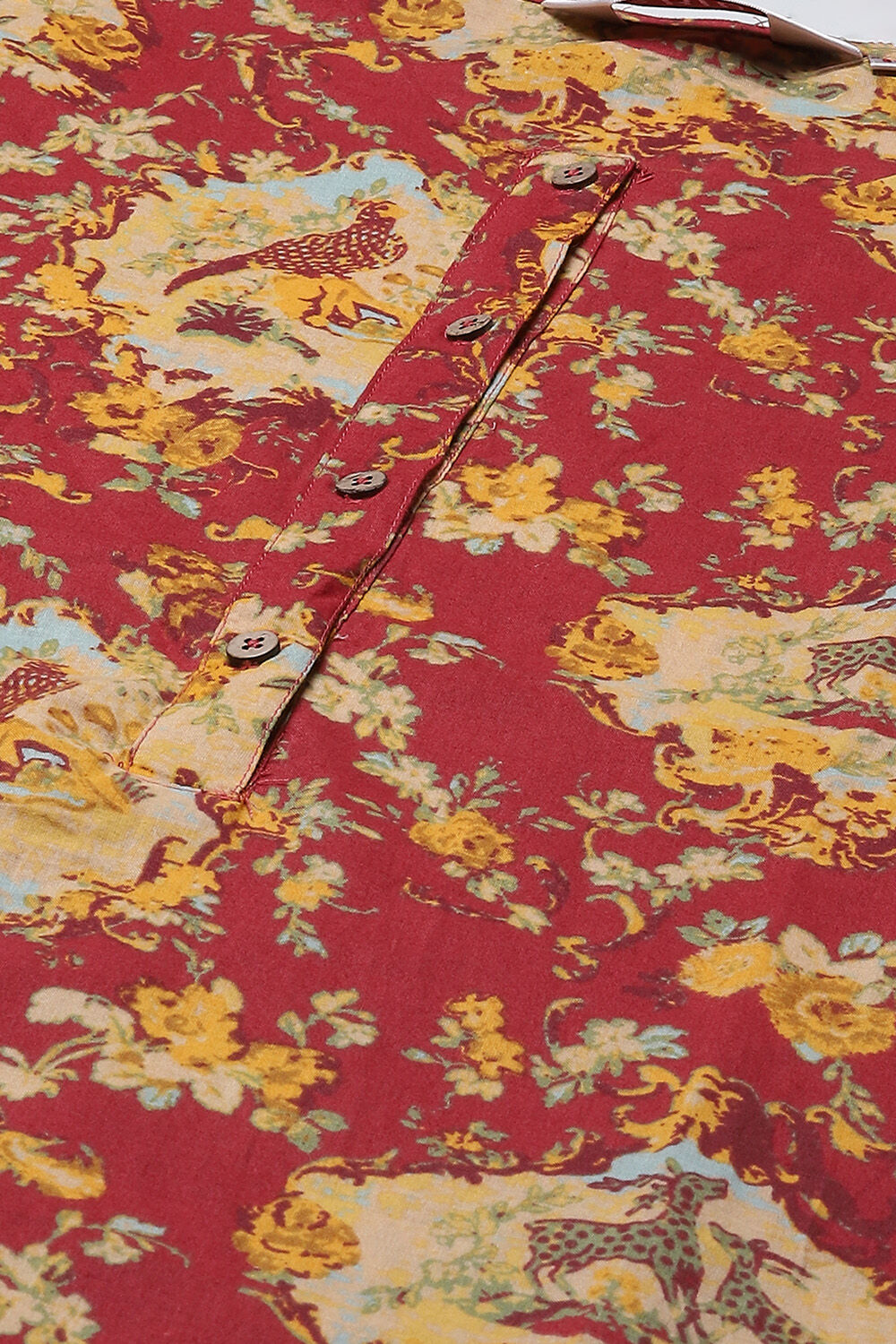 Mustard Cotton Straight Kurta Relaxed Pant Suit Set image number 1