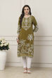 Blue Viscose Rayon Floral Printed Straight Kurta image number 5