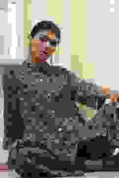 Black Printed Shirt-Style Straight Co-ord Set image number 0