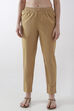 Beige Cotton Slim Pants image number 4