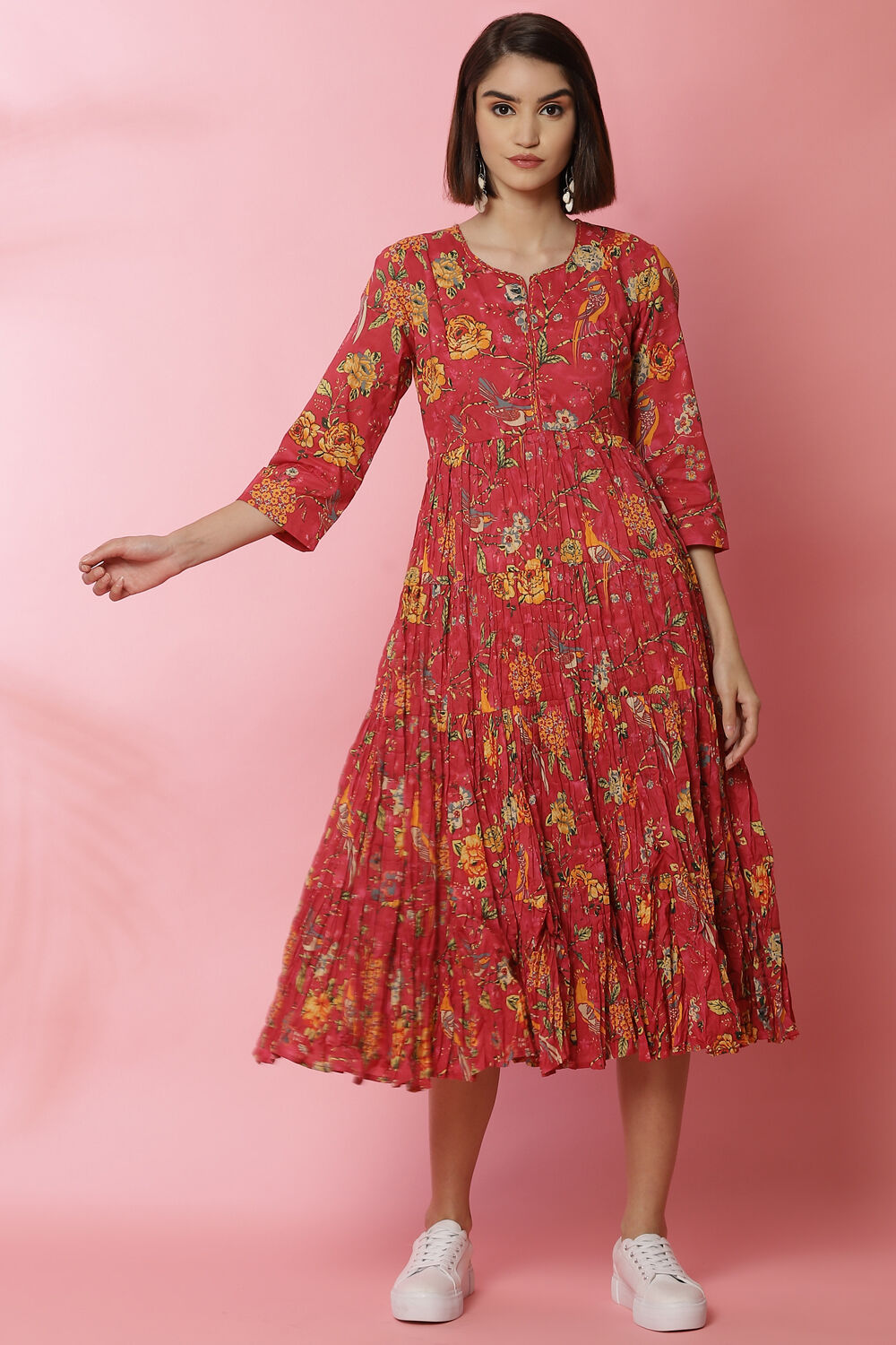 Pink Cotton Fusion Dress image number 2