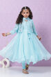Sky Blue Art Silk Anarkali Kurta Churidar Suit Set