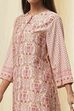 Off-White and Pink Cotton Straight Kurta Set image number 1