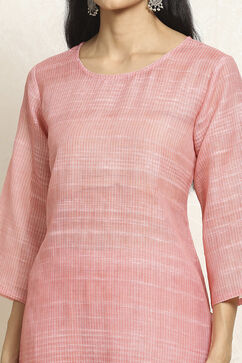 Pink Linen Blend Woven Unstitched Suit Set image number 2