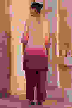 Peach Viscose Blend Straight Suit Set image number 4