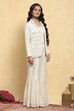 White Viscose Rayon Embroidered Straight Suit Set image number 5