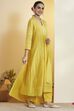Mustard Cotton Silk Embroidered Straight Kurta Set image number 5