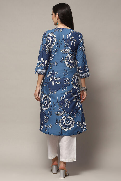 Yellow Cotton Straight Kurta image number 3