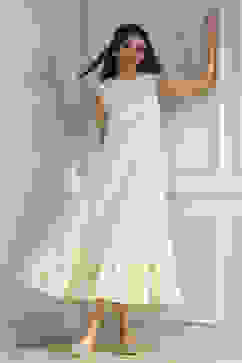 Off White Cotton Layered Suit Set image number 0