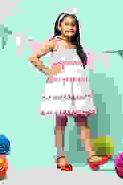 White Cotton Tiered Dress image number 3