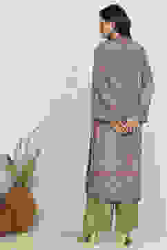 Green Crepe Printed Unstitched Suit Set image number 5