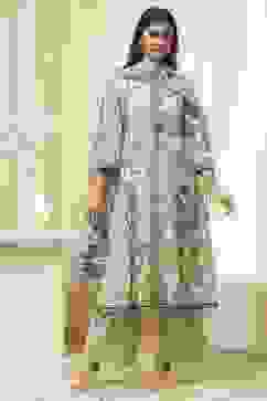 Sage Green Pure Cotton Floral Kalidar Suit Set image number 6