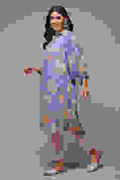 Purple Rayon Straight Printed Kurta image number 3