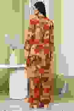 Orange Printed Straight Co-ord Set image number 4