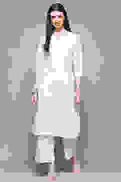 White Cotton Straight Kurta image number 5