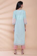 Pink Cotton Straight Printed Kurta image number 5