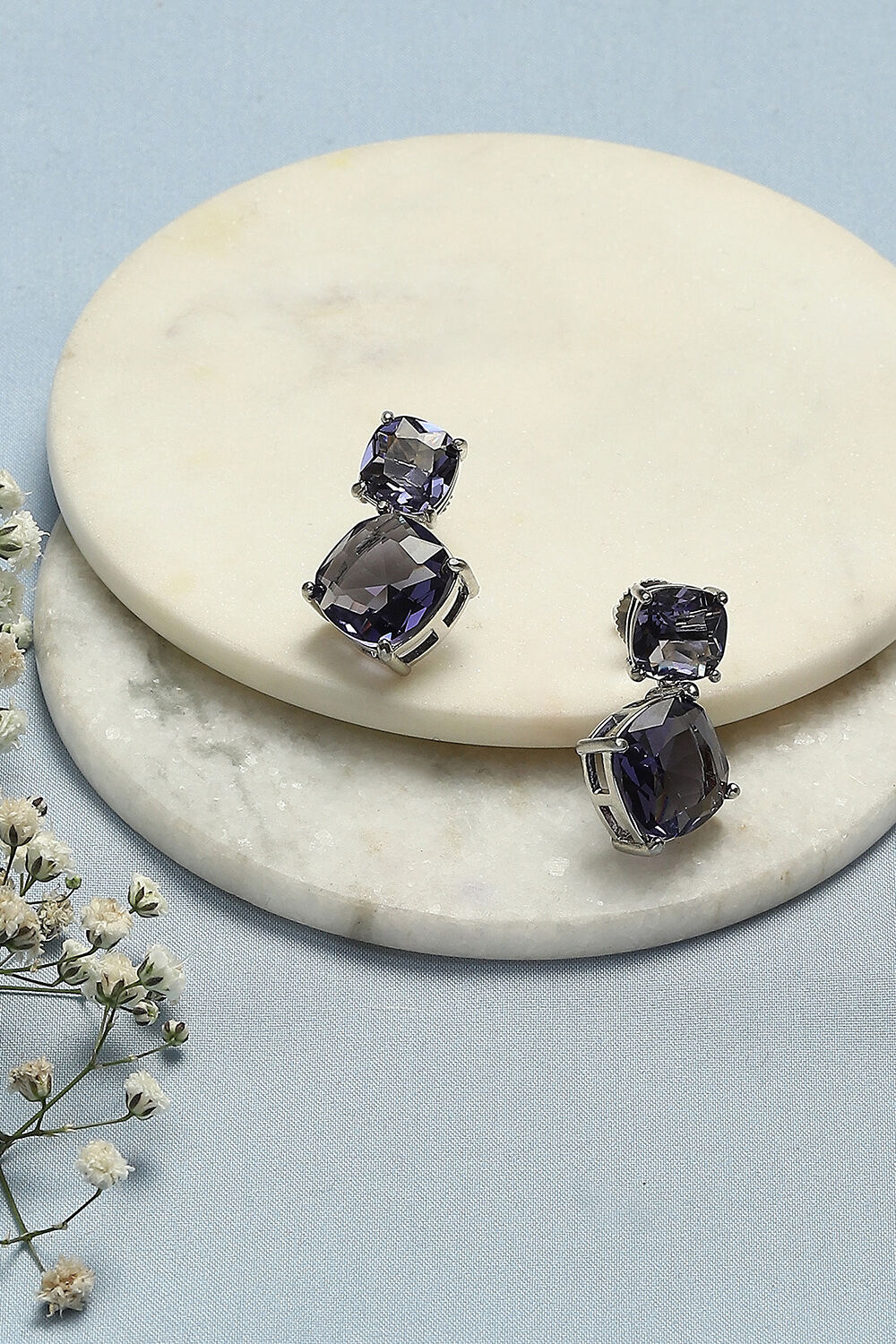 Pink & Purple Brass Earrings image number 0