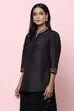Black Straight Art Silk Shirt Embroidered Kurti image number 3