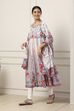 White Cotton Floral Printed Kalidar Suit Set image number 3