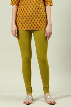 Henna Green Cotton Lycra Churidar image number 3