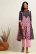 Black and Pink Cotton Printed Straight Suit Set image number 6