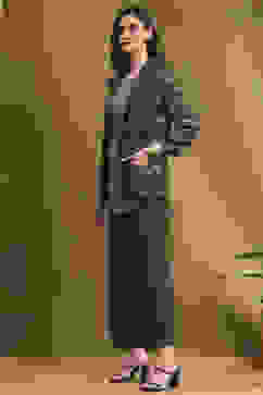 Sage Green Hand-Block Printed Straight Co-ord Set image number 3