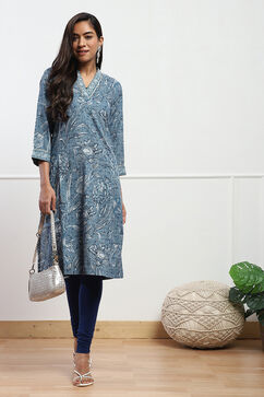 Deep Blue Cotton Lycra Churidar image number 0