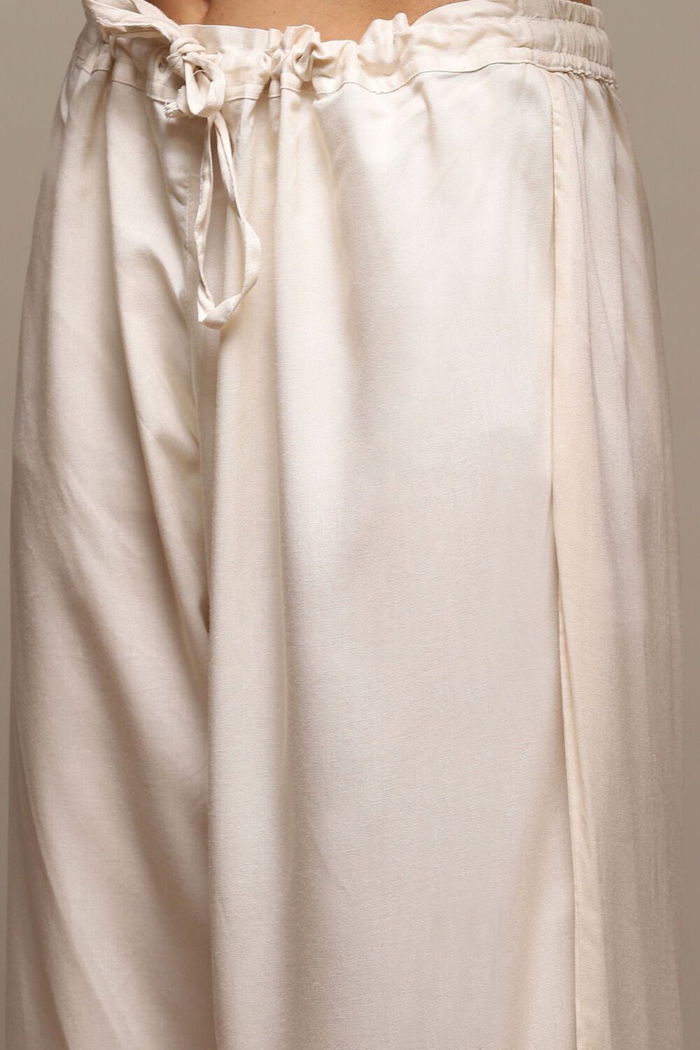 Beige Cotton Blend Straight Kurta Palazzo Suit Set image number 2